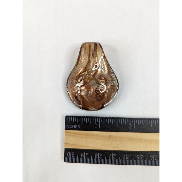 Art Glass Brown Gold Foil Glitter Circle Pendant Fashion‎ Jewelry Necklace - Picture 5 of 5